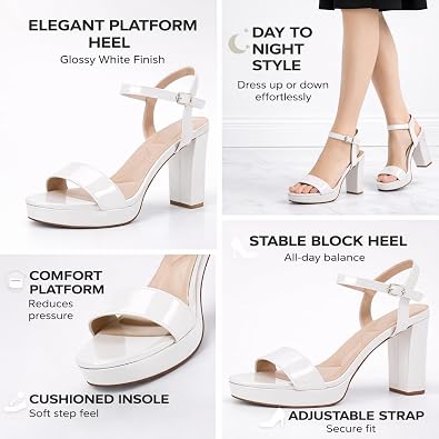 Berness Women Open Toe Ankle Strap Platform Chunky High Heeled Sandals