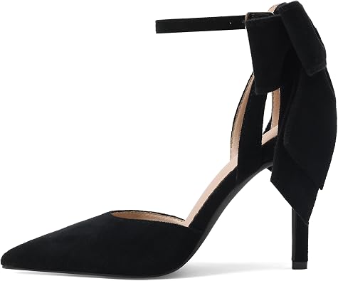SaraIris Women's Black Bow Heels Pointy Toe Stiletto High Heel Dress Pumps Comfortable Elegant Shoes