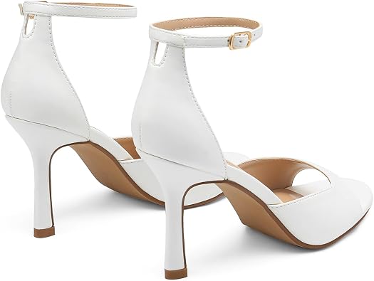 Women's Open Toe Ankle Strap Stiletto Heeled Sandals, Dress Shoes for Wedding Bridal Party Prom