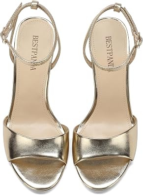 Women's Chunky Block Heels Open Toe Ankle Strap 3.74 Inch Heeled Sandals