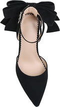 SaraIris Women's Black Bow Heels Pointy Toe Stiletto High Heel Dress Pumps Comfortable Elegant Shoes